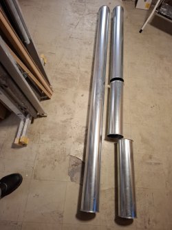 120 mm Stahlrohre für Absaugung: Länge 2000 + 1000 + 500 mm (2x)
